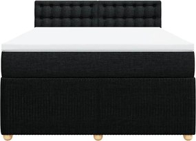vidaXL Κρεβάτι Boxspring με Στρώμα Μαύρο 140x200 εκ. Υφασμάτινο