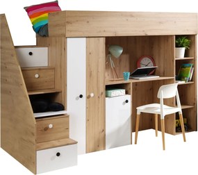 Πολυλειτουργικό κρεβάτι Smart XIV-Leuko - 247.00Χ120.00Χ165.00cm