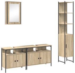 vidaXL Σετ Επίπλων Μπάνιου 4 pcs Sonoma Δρυς 33 x 33 x 185.5 εκ