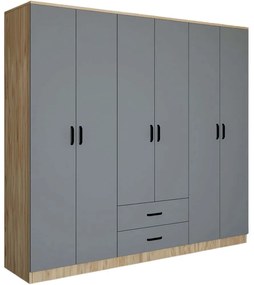 Ντουλάπα Εξάφυλλη Yaman Luna 350MWD1132 180x45x190cm Grey Εξάφυλλη