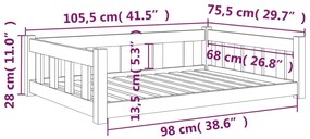 vidaXL Κρεβάτι Σκύλου Λευκό 105,5x75,5x28 εκ. από Μασίφ Ξύλο Πεύκου
