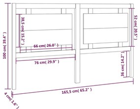 Κεφαλάρι Κρεβατιού Λευκό 165,5 x 4 x 100 εκ. Μασίφ Ξύλο Πεύκου - Λευκό