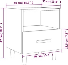 vidaXL Κομοδίνο Καπνιστή Δρυς 40 x 35 x 47 εκ.