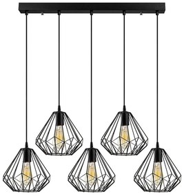 Φωτιστικό Οροφής - Ράγα Diamond 521SHN3395 93x117cm 5xE27 40W Black Opviq