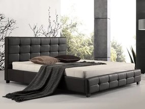 Κρεβάτι Mesa 325, Διπλό, Μαύρο, 160x200, Οικολογικό δέρμα, Τάβλες για Κρεβάτι, 168x215x107cm