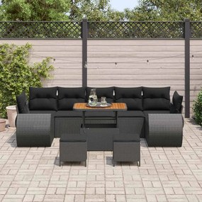 vidaXL Σετ Καναπέ Κήπου με μαξιλάρι 10 pcs Μαύρο 90 x 55 x 71 cm