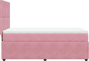 vidaXL Κρεβάτι Boxspring με Στρώμα Ροζ 90x190 εκ. Βελούδινο