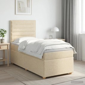 vidaXL Κρεβάτι box spring με στρώμα Κρεμ 90 x 190 cm Ύφασμα