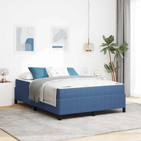 vidaXL Σκελετός Κρεβατιού με στρώμα Μπλε 140 x 200 cm ύφασμα