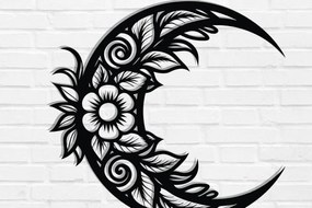 Intra απο ξύλο plywood 3mm-4mm πάχος - Floral Moon Wall Art Laser Cut  Δίασταση 40x50 cm INTRAFABR-119466010