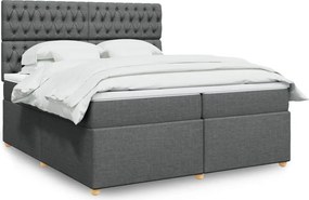 vidaXL Κρεβάτι Boxspring με Στρώμα Σκούρο Γκρι 200x200 εκ. Υφασμάτινο