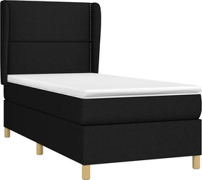 vidaXL Κρεβάτι Boxspring με Στρώμα Μαύρο 100 x 200 εκ. Υφασμάτινο