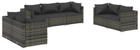 vidaXL Σαλόνι Κήπου Σετ 7 Τεμαχίων Γκρι Συνθετικό Ρατάν με Μαξιλάρια