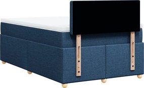 vidaXL Κρεβάτι Boxspring με Στρώμα Μπλε 120x200 εκ. Υφασμάτινο