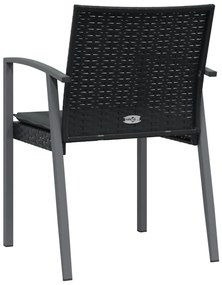 vidaXL Καρέκλες Κήπου 6 τεμ. Μαύρο 56,5x57x83 εκ Συνθ. Ρατάν&Μαξιλάρια