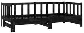 vidaXL Καναπές Κρεβάτι Συρόμενος Μαύρος 2x(90x200) εκ. Ξύλο Πεύκου
