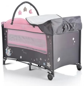 ΠΑΡΚΟΚΡΕΒΑΤΟ 2 ΕΠΙΠΕΔΩΝ MONI CANGAROO SLEEPY PINK 3800146248598