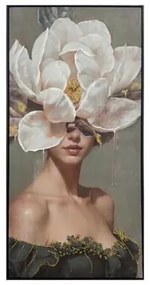 ΠΙΝΑΚΑΣ ΣΕ ΚΑΜΒΑ Fylliana "Woman with flowers 37069" ΜΑΥΡΟ-ΓΚΡΙ-ΛΕΥΚΟ 60x4x120εκ 166-126-071
