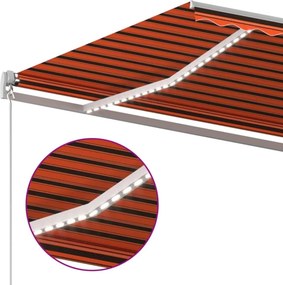 vidaXL Χειροκίνητη τέντα με ηλιακό LED 4 x 3 m