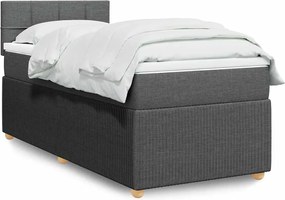 vidaXL Κρεβάτι Boxspring με Στρώμα Σκούρο Γκρι 100x200 εκ. Υφασμάτινο