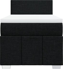 vidaXL Κρεβάτι Boxspring με Στρώμα Μαύρο 90x190 εκ.Υφασμάτινο