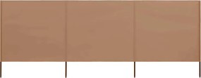 vidaXL Προστατευτικό Αέρα με 3 Πάνελ Taupe 400 x 80 εκ. Υφασμάτινο