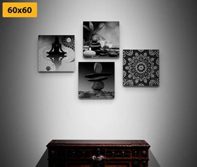 Σετ εικόνων αρμονία Φενγκ Σούι σε ασπρόμαυρο - 4x 60x60