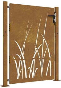 vidaXL Πόρτα Κήπου με Σχέδιο Χόρτου από Ατσάλι Corten 100x125 εκ.