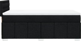 vidaXL Κρεβάτι Boxspring με Στρώμα Μαύρο 90x190 εκ.Υφασμάτινο