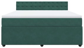vidaXL Κρεβάτι Boxspring με Στρώμα Σκούρο Πράσινο 180x200εκ. Βελούδινο