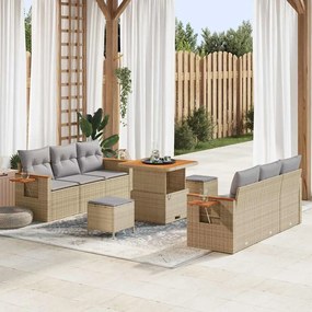vidaXL Σετ Καναπέ Κήπου 9 pcs μπεζ και ανοιχτό γκρι 80 x 80 x 71 cm