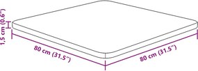 vidaXL Επιφάνεια Τραπεζιού Τετράγωνη 80x80x1,5 εκ. Μασίφ Ξύλο Δρυς