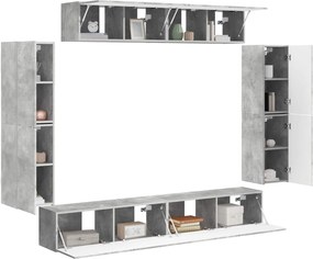 vidaXL Ντουλάπι TV 8 pcs Σκυρόδεμα Γκρι