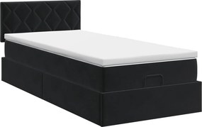 vidaXL Κρεβάτι Ottoman με στρώμα Μαύρο 100 x 200 cm Βελούδο