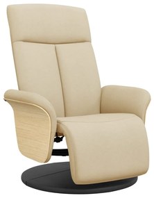 vidaXL Πολυθρόνα Ανακλινόμενη Κρεμ Υφασμάτινη με Υποπόδιο