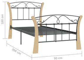 ΠΛΑΙΣΙΟ ΚΡΕΒΑΤΙΟΥ ΜΑΥΡΟ 90 X 200 ΕΚ. ΜΕΤΑΛΛΙΚΟ 324883