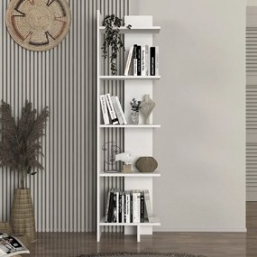 Βιβλιοθήκη Perla Megapap χρώμα λευκό 48x22x170εκ.