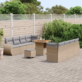 vidaXL Σετ Καναπέ Κήπου με αποθήκευση 11 pcs Μπεζ Πολυ ράταν