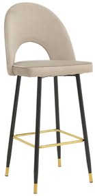 Bar stool Casenio velvet grey-black-gold metal base 48x50x117cm 48x50x117 εκ.