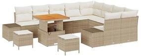 vidaXL Σετ Καναπέ Κήπου με μαξιλάρι 12 pcs Μπεζ, Κρέμα 80 x 80 x 71 cm