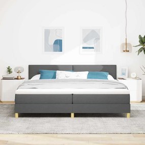 vidaXL LED Κρεβάτι με βάθρο Σκούρο Γκρι 200 x 200 cm ύφασμα