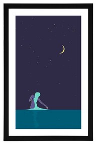 Αφίσα με πασπαρτού Μυστηριώδης νύχτα - 20x30 white