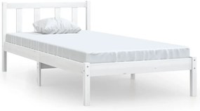 vidaXL Πλαίσιο Κρεβατιού Λευκό 90x190 εκ. Μασίφ Ξύλο Πεύκου Single