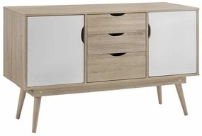 Σιφονιέρα Mesa G105, Sonoma οξιά, Άσπρο, Με συρτάρια και ντουλάπια, Αριθμός συρταριών: 3, 77x125x45cm, 41 kg | Epipla1.gr