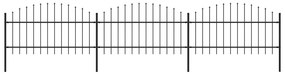 vidaXL Κάγκελα Περίφραξης με Λόγχες Μαύρα (1-1,25) x 5,1 μ. Ατσάλινα
