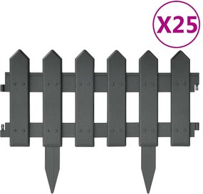 vidaXL Μπορντούρες Γκαζόν 25 τεμ. Ανθρακί 10 μ. από Πολυπροπυλένιο