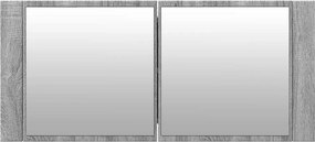 vidaXL Ντουλάπι Μπάνιου με Καθρέφτη / LED Γκρι Sonoma 100x12x45 εκ.