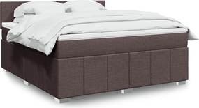 vidaXL Κρεβάτι Boxspring με Στρώμα Σκούρο Καφέ 180x200 εκ Υφασμάτινο