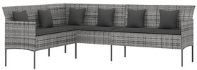 vidaXL Σετ Τραπεζαρίας Κήπου 6 τεμ. Γκρι Συνθετικό Ρατάν με Μαξιλάρια