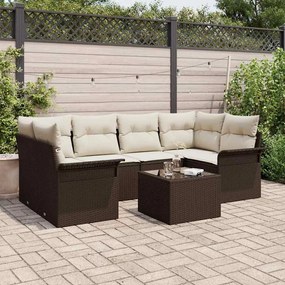 vidaXL Σετ Καναπέ Κήπου 7 pcs Καφέ Πολυ ράταν
